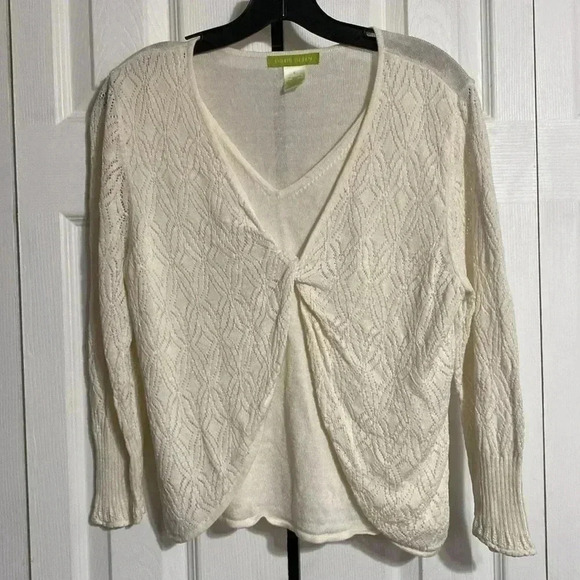Sigrid Olsen cream knit sweater top shirt - Picture 1 of 14
